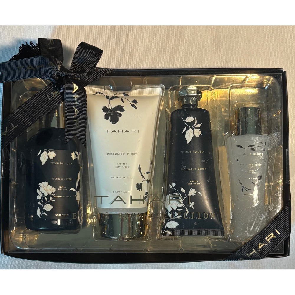 Tahari Rosewater Peony Bath & Body Collection 4 Piece Gift Set New